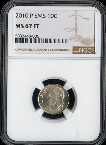 2010 P Roosevelt Dime NGC MS 67 FT SMS Satin QUALITY✔️ Cover