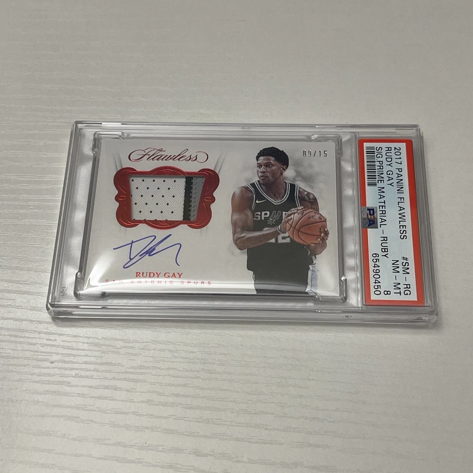 2017 Panini Flawless Signatures Prime Ruby /15 Rudy Gay Patch Auto PSA 8 - Image 1 of 1