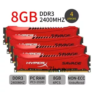 Kingston HyperX SAVAGE 32GB 4x 8GB DDR3 OC 2400MHz PC3 240pin Desktop Memory BT - Picture 1 of 8