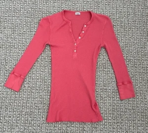 Splendid Thermal Forever Henley Solid Orange Long Sleeve Knit Top X-Small - Picture 1 of 9