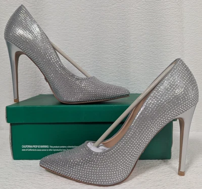 Lauren Lorraine - Dori - Shoes Women's Rhinestone High Heels Silver - Size 8.5 - Image 1 of 4