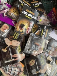 64 Pcs HUGE JOB LOT FAKE SCAR WOUNDS SFX ZOMBIE FANCY DRESS HALLOWEEN WHOLESALE - Picture 1 of 15