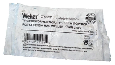 Punta de destornillador Weller 700F 1/4" para W100/W100P Ponta Fenda Mag 7 mm CT6E7 Foto 1 de 4