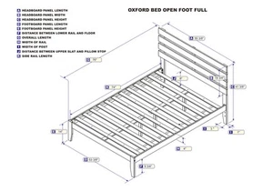 AFI Oxford Solid Wood Full Platform Bed with USB Charger in Gray - Picture 1 of 7