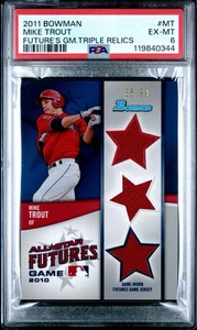 Maglia PSA 6 Mike Trout 2011 Bowman All Star Futures indossata dal gioco reliquia /99 #MT - Foto 1 di 2