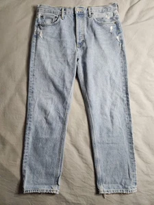 Agolde Parker Jeans Straight Womens Size 33x26 Light Wash High Rise Distressed - Picture 1 of 10
