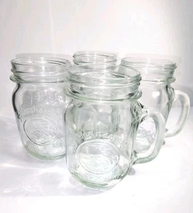 Vintage Golden Harvest Drinking Pint Glass Mason Jar Mug with Handle (set of 4) - Picture 1 of 14
