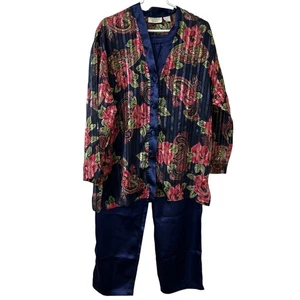 Victoria's Secret Vintage Damen-Pyjama Größe Small Gold Label Langarm blau Paisley - Bild 1 von 8