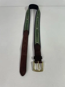 Merion Golf Club Belt Vineyard Vines Leather Canvas Brass Buckle Men’s Size 34 - Picture 1 of 17