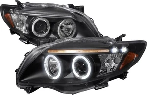 Fit Black 2009-2010 Toyota Corolla LED Projector Halo Headlights Lamp Left+Right - Picture 1 of 9