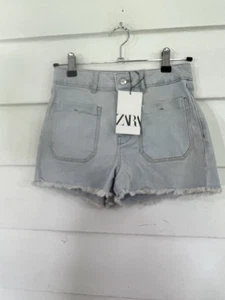 Neu Zara Mädchen ausgefranster Saum Denim Marine Shorts blau Größe 11 12 Jahre 152 CM Y424A - Bild 1 von 20