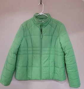 Athletic Works Quilted Puffer Jacket Womens X Large  Green Pockets Full Zip - Picture 1 of 3