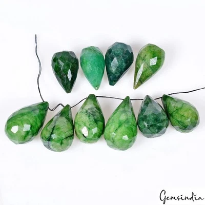 Enormes brioletes perforados a cuadros esmeralda brasileña verde natural de 430 quilates 10 piezas Foto 1 de 4