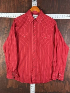 Wrangler Wrancher Western Pearl Snap Button Shirt Cowboy Triple Red Men’s Large - Picture 1 of 6