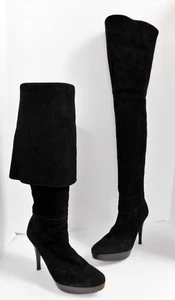 Stuart Weitzman Black Suede Knee High Platform and Heeled Boots Women’s Size 7 - Picture 1 of 7