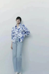 Zara China Blue/white Printed Shirt Size XL - Picture 1 of 6