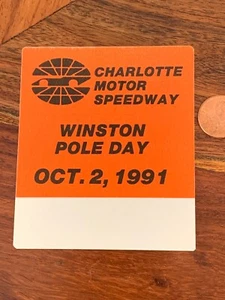 CHARLOTTE MOTOR SPEEDWAY WINSTON POLE DAY 1991 CREW PASS NEW UNUSED FABRIC RARE - Picture 1 of 4