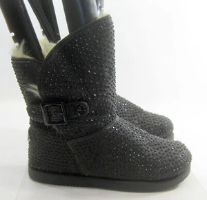 Black Urban Rhinestone Round Toe Winter  Ankle Boot women Size 8 - Picture 1 of 6