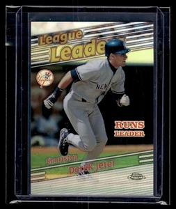 1999 Topps Chrome Refractor #230 Derek Jeter Yankees League Leader - Picture 1 of 2