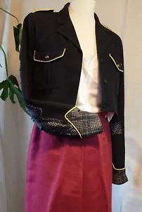 Retro Nautical Black and Check Cropped Jacket by Ringspun Ladies UK Size 14 - Picture 1 of 15