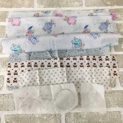 Sewing Fabric Lot Of 4 With Paper Designs - Image 1 of 4