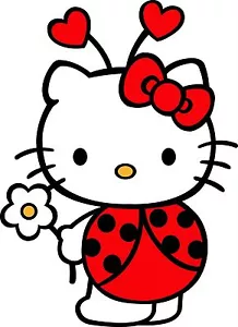 Ferro coccinella Hello Kitty su trasferimento 4x5 - Foto 1 di 1
