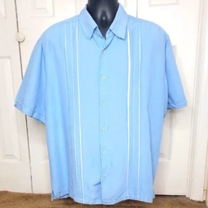 Cubavera Contrast Panel Camp Shirt Size XXL Blue and White - Picture 1 of 6