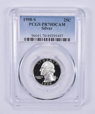 1998-S Washington Quarter Silver PR70 DCAM PCGS Blue Label - Image 1 of 4