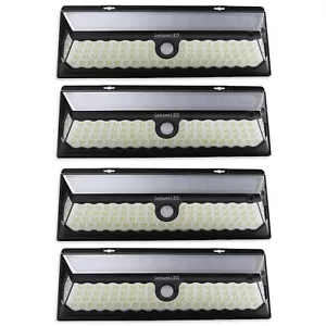 4 Pack 86 LED Solar Power Motion Sensor Wall Light Outdoor Garden Lamp Black - Picture 1 of 12