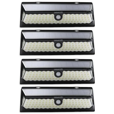 4 Pack 86 LED Solar Power Motion Sensor Wall Light Outdoor Garden Lamp Black - Image 1 of 4