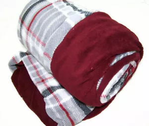 Manta a cuadros Biddeford eléctrica climatizada microfelpa reversible vino rojo - Imagen 1 de 5