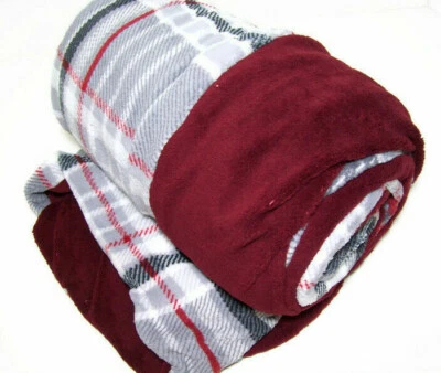 Biddeford Heated Electric MicroPlush Reversible Wine Red Plaid Throw Blanket - Image 1 of 4