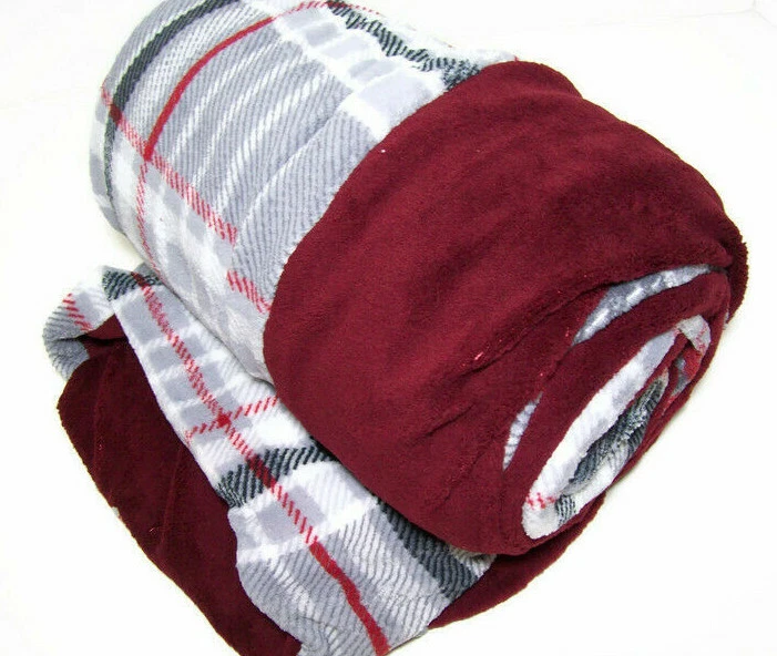 Biddeford Heated Electric MicroPlush Reversible Wine Red Plaid Throw Blanket - Image 1 of 4