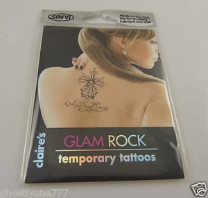 Tatuajes temporales Glam rock arte corporal piel cruz llave corona corazón más tatuaje - Imagen 1 de 2