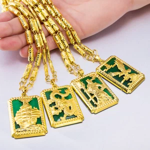 Vietnamese Sand Gold Men's Pendant Jade Gold Plated Pendant for Men - Picture 1 of 23