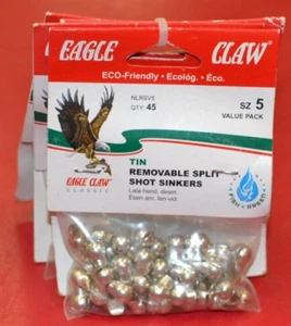 180pc Eagle Claw Size 5 Tin Removeable Split Shot Sinkers - Picture 1 of 3