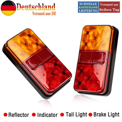 2 x Anhänger LED Rückleuchten Heckleuchten LED PKW Rücklicht 12V E Prüfzeichen - Bild 1 von 4