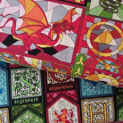 CAMELOT FABRICS Harry Potter Glass Window Designs Cotton Fabric Per 50cm
