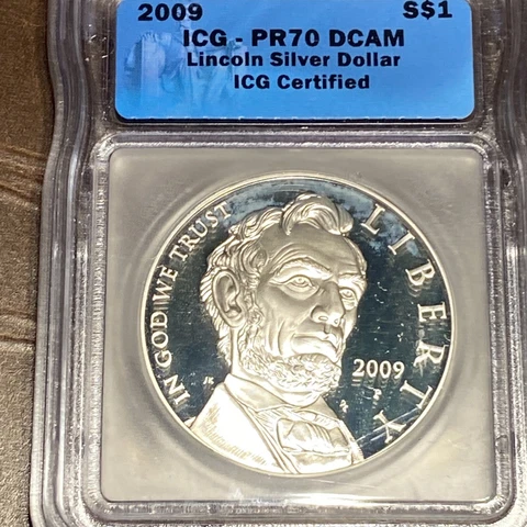 2009-P $1 Proof Lincoln Bicentennial Silver Dollar ICG PR 70 DCAM Cover