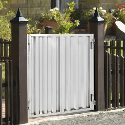 Panel de valla de puerta de acero inoxidable para puertas divisorias de entrada de 2 piezas para patios exteriores Foto 1 de 4