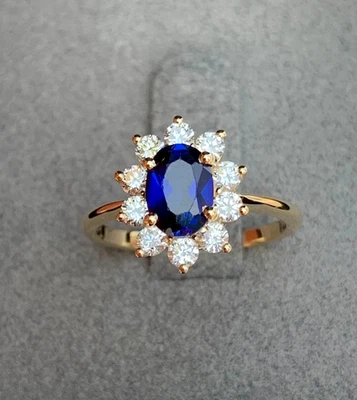 4.00Ct Oval Cut Sapphire Lab-Created Diamond Wedding Ring 14K Yellow Gold Plated - Image 1 of 4