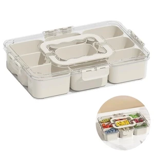 Tackle Box For Snacks, Divided Serving Tray With Lid And Handle, 9 Compartmen... - Bild 1 von 6