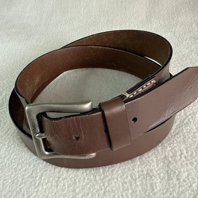Carhartt Mens Wide Work Belt Sz 40 Brown Genuine Leather Distressed Heavy Duty - Image 1 of 4