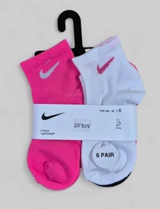 NIKE Niñas Calcetines Tobillo Ligeros Escuela Todos los Días Niños 6 Pares Zapato Talla 10C-3Y - Imagen 1 de 4