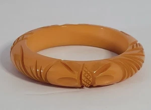 Brazalete brazalete tallado caramelo baquelita vintage - Imagen 1 de 7