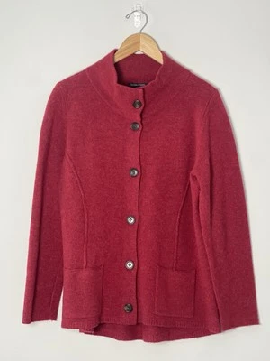 Eileen Fisher | Wool Funnel Neck Crimson Red Shepard Jacket Sz Med - Image 1 of 4