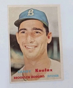 Vintage 1957 Topps Baseball #302 SANDY KOUFAX Card Set Break NO Creases Dodgers - Picture 1 of 2