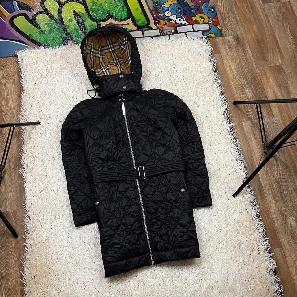 正品 BURBERRY BRIT Baughton 绗缝黑色女式外套夹克,尺寸 M — 第 1/4 张图片