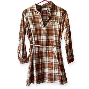 Children’s Place Girls Brown Plaid Collared Dress Size 10/12 - Picture 1 of 7