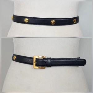 by PALOMA PICASSO XS/S 70cm Gold X Kiss Concho Navy Leather Skinny Belt 1990s - Picture 1 of 20